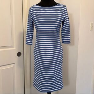 Saint James -Blue/White Striped Midi Dress, Size 10 - never worn, 3/4 sleeve